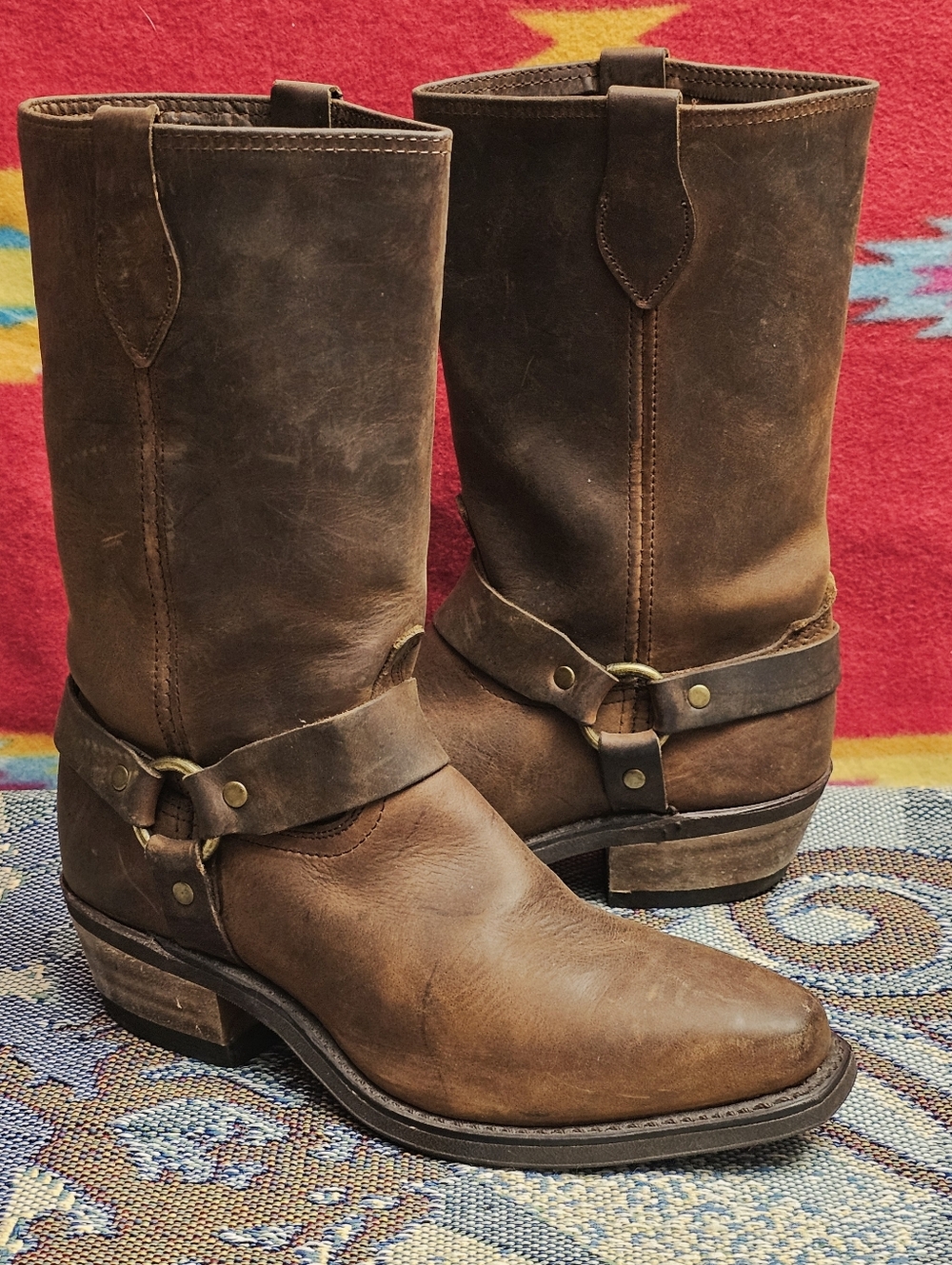 Avalon Heeled Harness Boots Womens Size 7.5 M Brown Leather Pull On